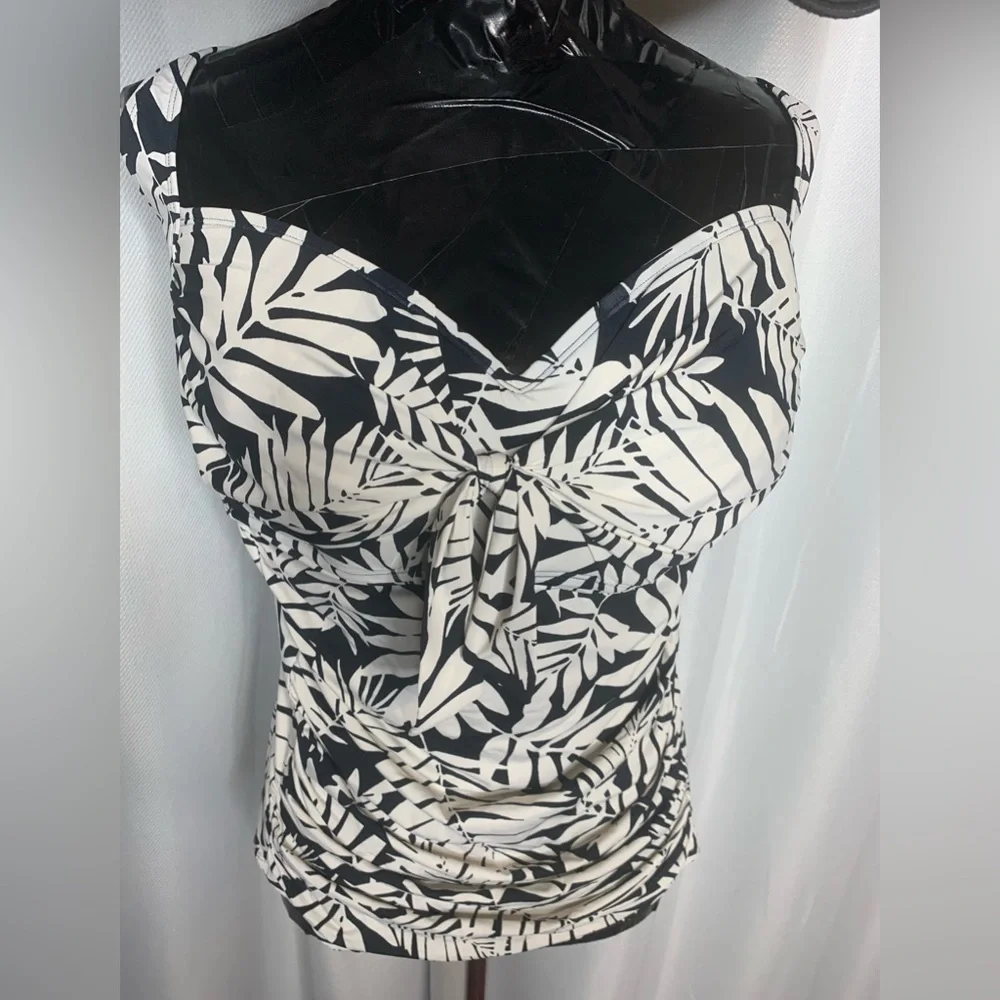 BLEU Rod Beattie Plus Size Urban Oasis Tie Front Tankini Swim Top - Picture 3 of 5